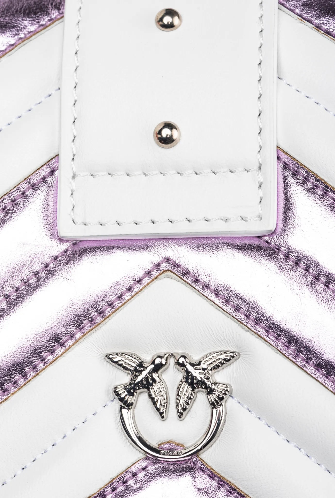 Sacs De Soirée|PINKO Mini Love Bag One A Chevrons Bicolores Galleria Rose/Blanc-Nickel Brillant
