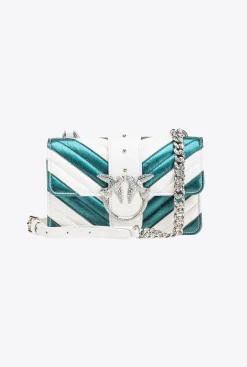 Sacs De Soirée|PINKO Mini Love Bag One A Chevrons Bicolores Galleria Vert Aigue-Marine/Blanc-Nickel Brillant