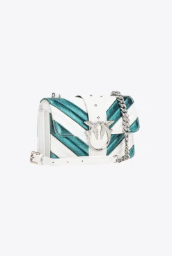 Sacs De Soirée|PINKO Mini Love Bag One A Chevrons Bicolores Galleria Vert Aigue-Marine/Blanc-Nickel Brillant