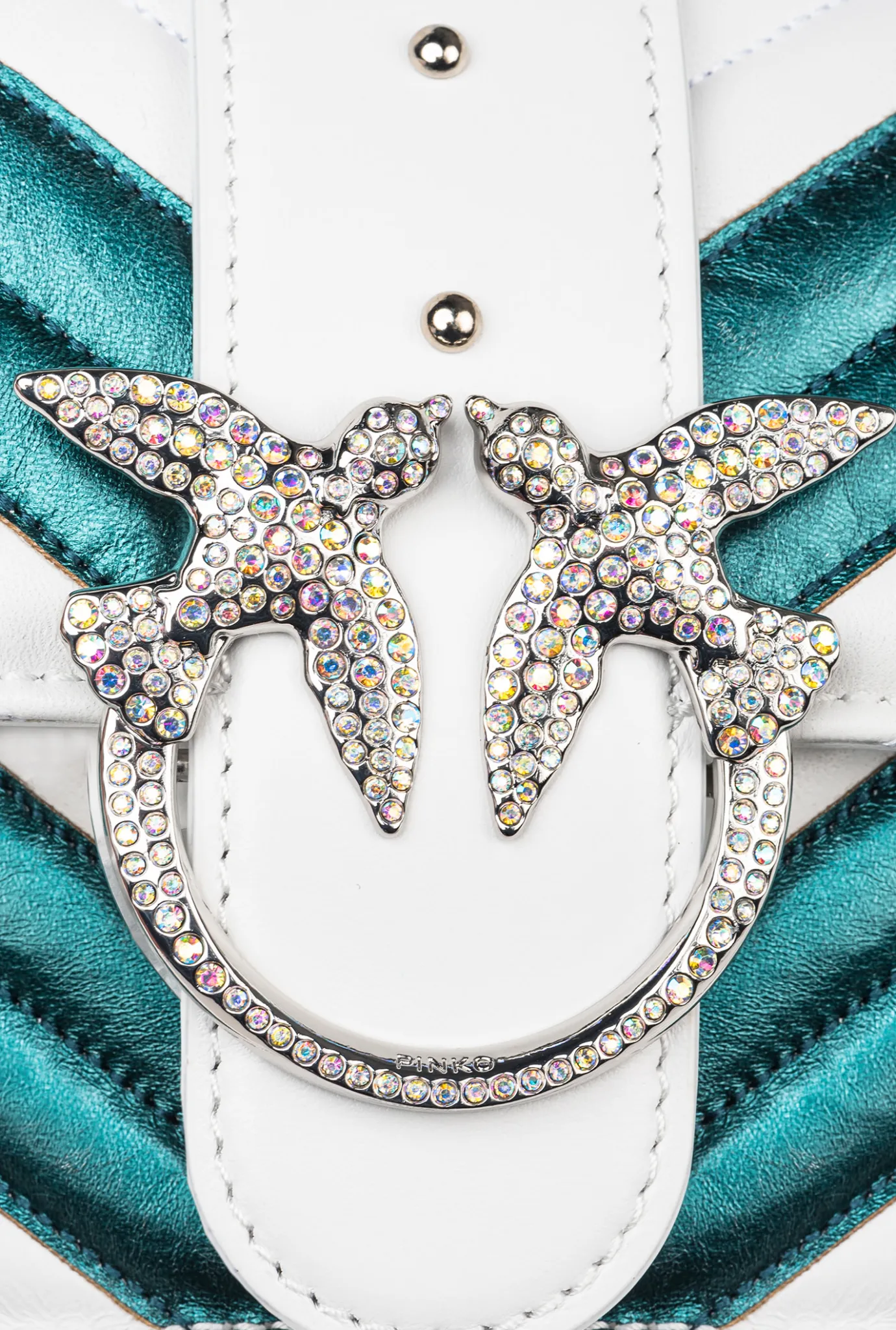Sacs De Soirée|PINKO Mini Love Bag One A Chevrons Bicolores Galleria Vert Aigue-Marine/Blanc-Nickel Brillant