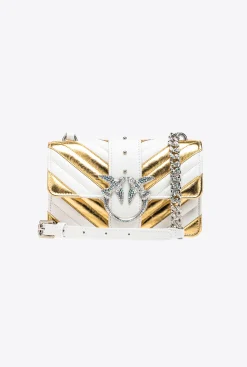 Sacs De Soirée|PINKO Mini Love Bag One A Chevrons Bicolores Galleria Or/Blanc-Nickel Brillant