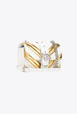 Sacs De Soirée|PINKO Mini Love Bag One A Chevrons Bicolores Galleria Or/Blanc-Nickel Brillant