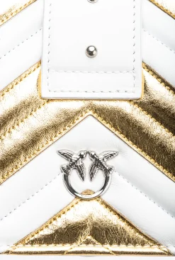 Sacs De Soirée|PINKO Mini Love Bag One A Chevrons Bicolores Galleria Or/Blanc-Nickel Brillant