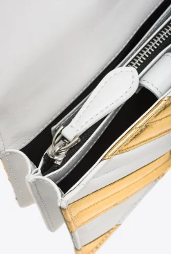 Sacs De Soirée|PINKO Mini Love Bag One A Chevrons Bicolores Galleria Or/Blanc-Nickel Brillant