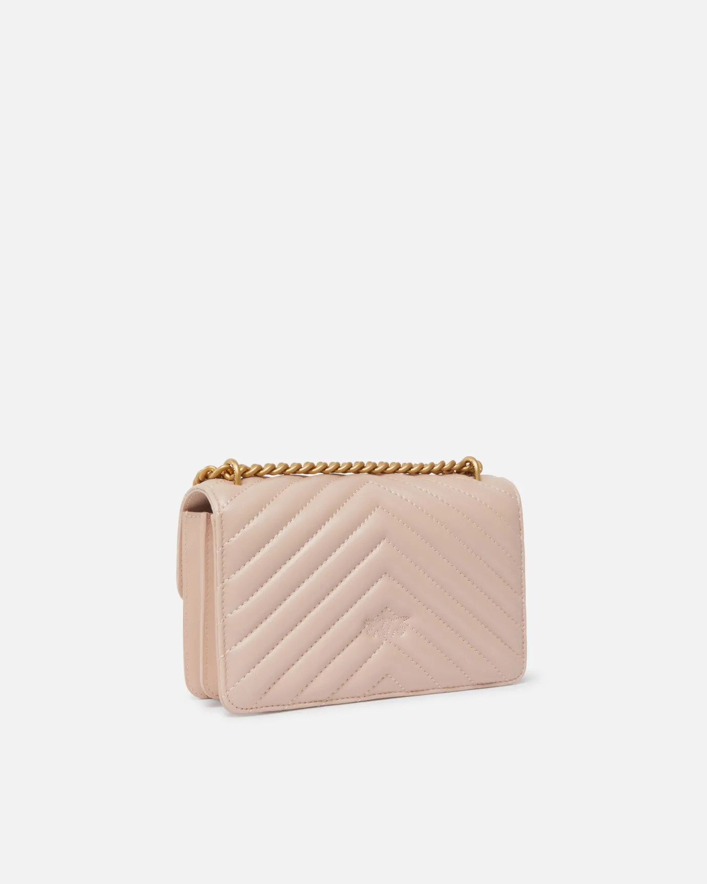 Sacs Portés Épaule|PINKO Mini Love Bag One Chevron Rose/Rose Poudre-Or Antique