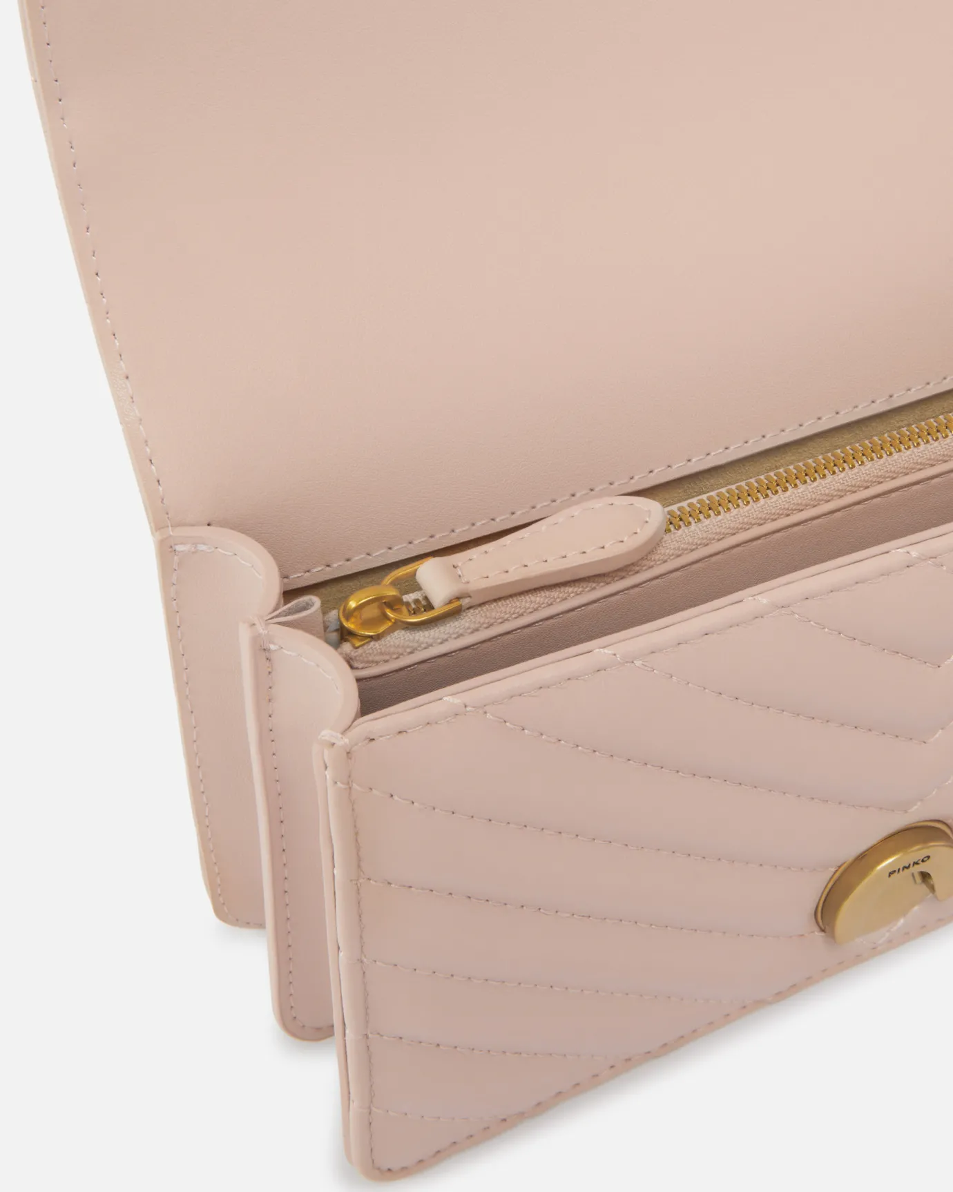 Sacs Portés Épaule|PINKO Mini Love Bag One Chevron Rose/Rose Poudre-Or Antique