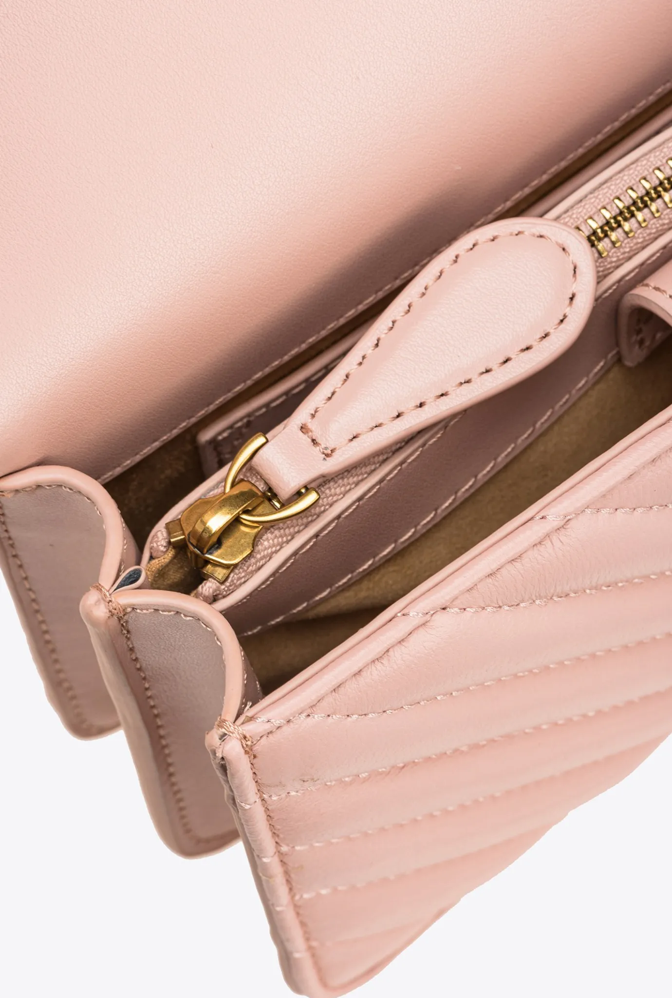 Sacs Portés Épaule|PINKO Mini Love Bag One Chevron Rose/Rose Poudre-Or Antique