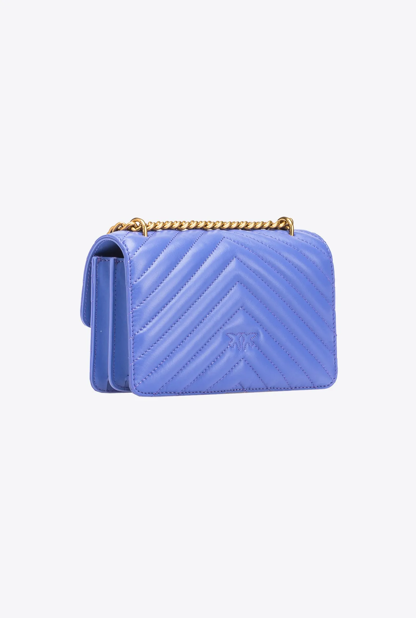 Sacs Portés Épaule|PINKO Mini Love Bag One Chevron Bleu Corse-Or Antique