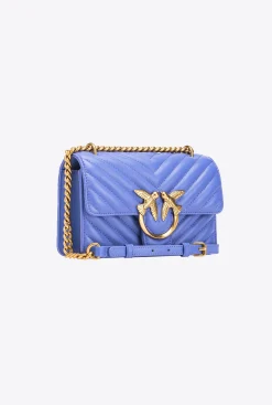 Sacs Portés Épaule|PINKO Mini Love Bag One Chevron Bleu Corse-Or Antique