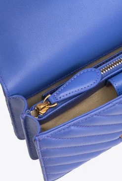 Sacs Portés Épaule|PINKO Mini Love Bag One Chevron Bleu Corse-Or Antique