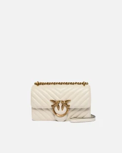 Sacs Portés Épaule|PINKO Mini Love Bag One Chevron Blanc+Blanc-Or Antique