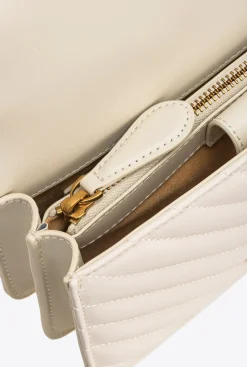 Sacs Portés Épaule|PINKO Mini Love Bag One Chevron Blanc+Blanc-Or Antique