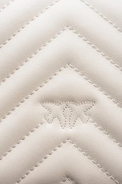 Sacs Portés Épaule|PINKO Mini Love Bag One Chevron Blanc+Blanc-Or Antique