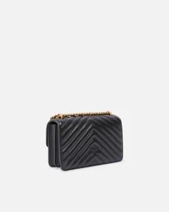 Sacs Portés Épaule|PINKO Mini Love Bag One Chevron Noir-Vieil Or
