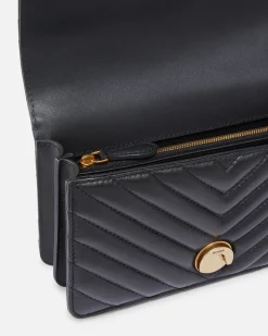 Sacs Portés Épaule|PINKO Mini Love Bag One Chevron Noir-Vieil Or