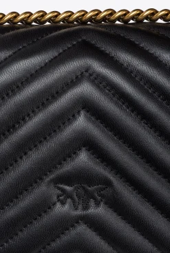Sacs Portés Épaule|PINKO Mini Love Bag One Chevron Noir-Vieil Or