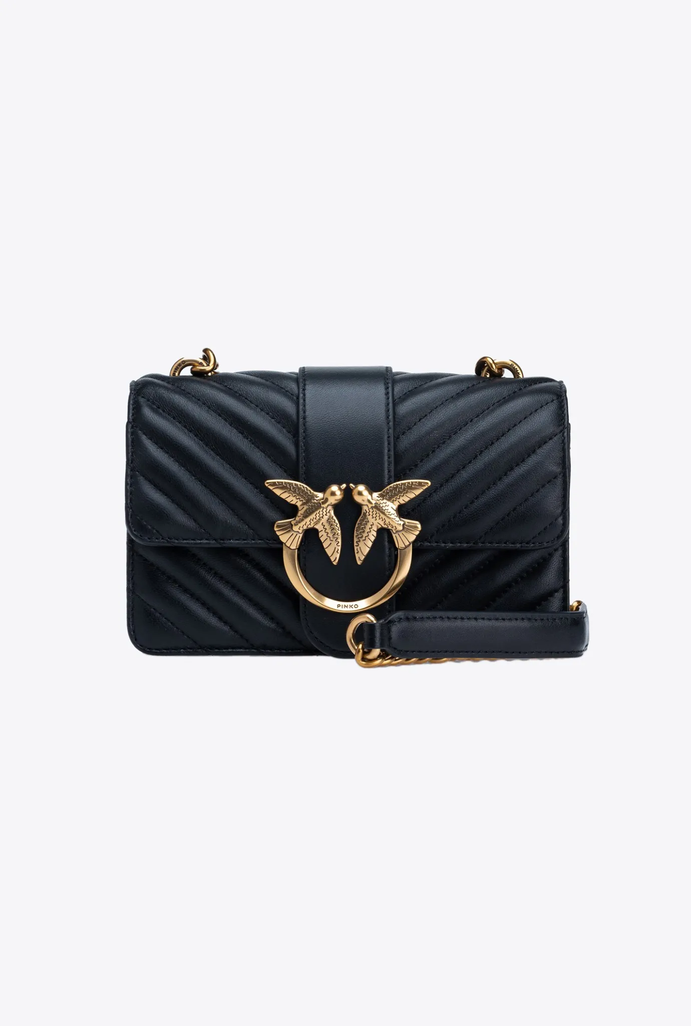 Sacs À Bandoulière|PINKO Mini Love Bag One Chevron Noir-Vieil Or