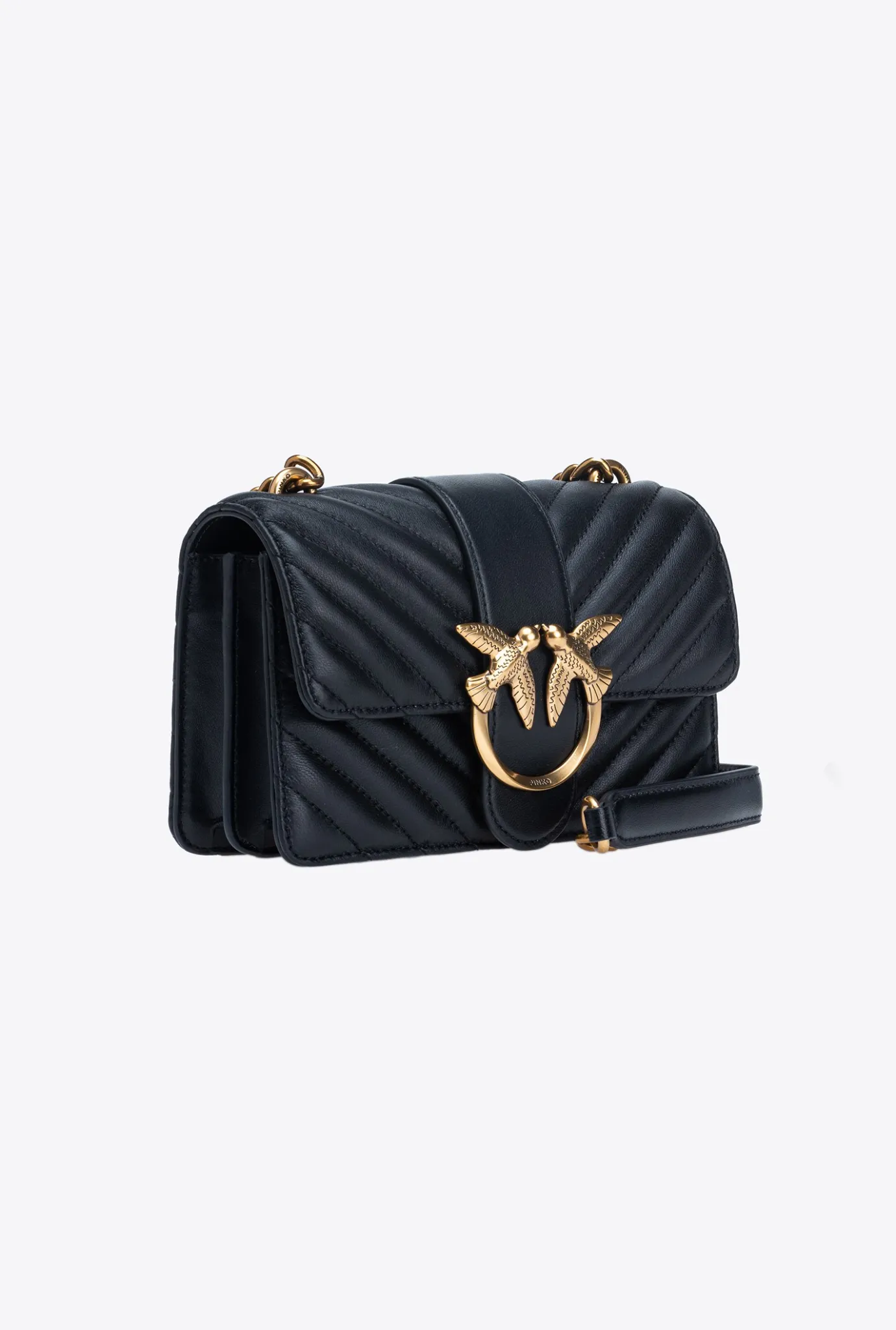 Sacs À Bandoulière|PINKO Mini Love Bag One Chevron Noir-Vieil Or