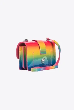Sacs De Soirée|PINKO Mini Love Bag One En Cuir Verni Arc-En-Ciel Galleria Multicolore-Nickel Brillant