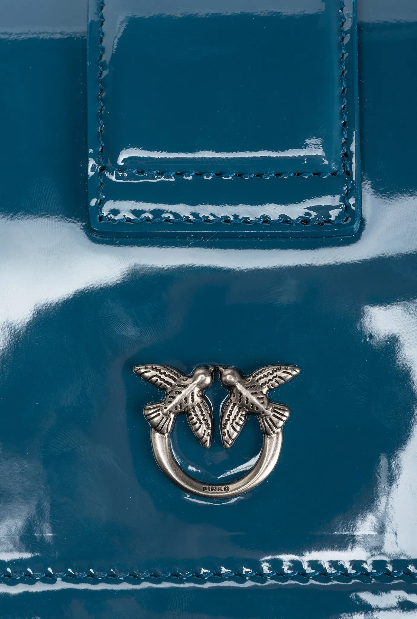Sacs À Bandoulière|PINKO Mini Love Bag One En Cuir Degrade Brillant Galleria Sarcelle-Vieil Argent