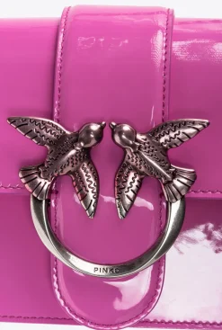 Sacs À Bandoulière|PINKO Mini Love Bag One En Cuir Degrade Brillant Galleria Petale De Rose-Vieil Argent