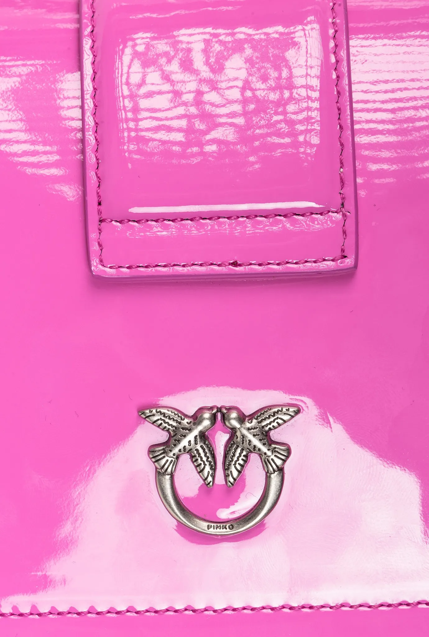 Sacs À Bandoulière|PINKO Mini Love Bag One En Cuir Degrade Brillant Galleria Petale De Rose-Vieil Argent