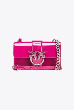 Sacs À Bandoulière|PINKO Mini Love Bag One En Cuir Degrade Brillant Galleria Baie Fuchsia-Vieil Argent
