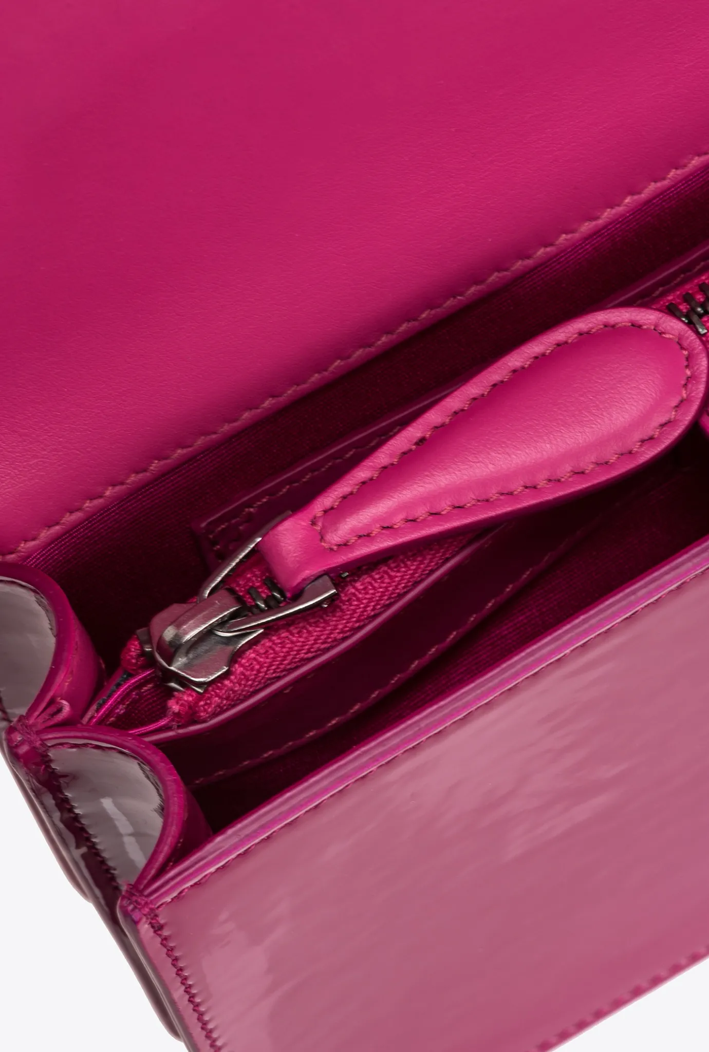 Sacs À Bandoulière|PINKO Mini Love Bag One En Cuir Degrade Brillant Galleria Baie Fuchsia-Vieil Argent