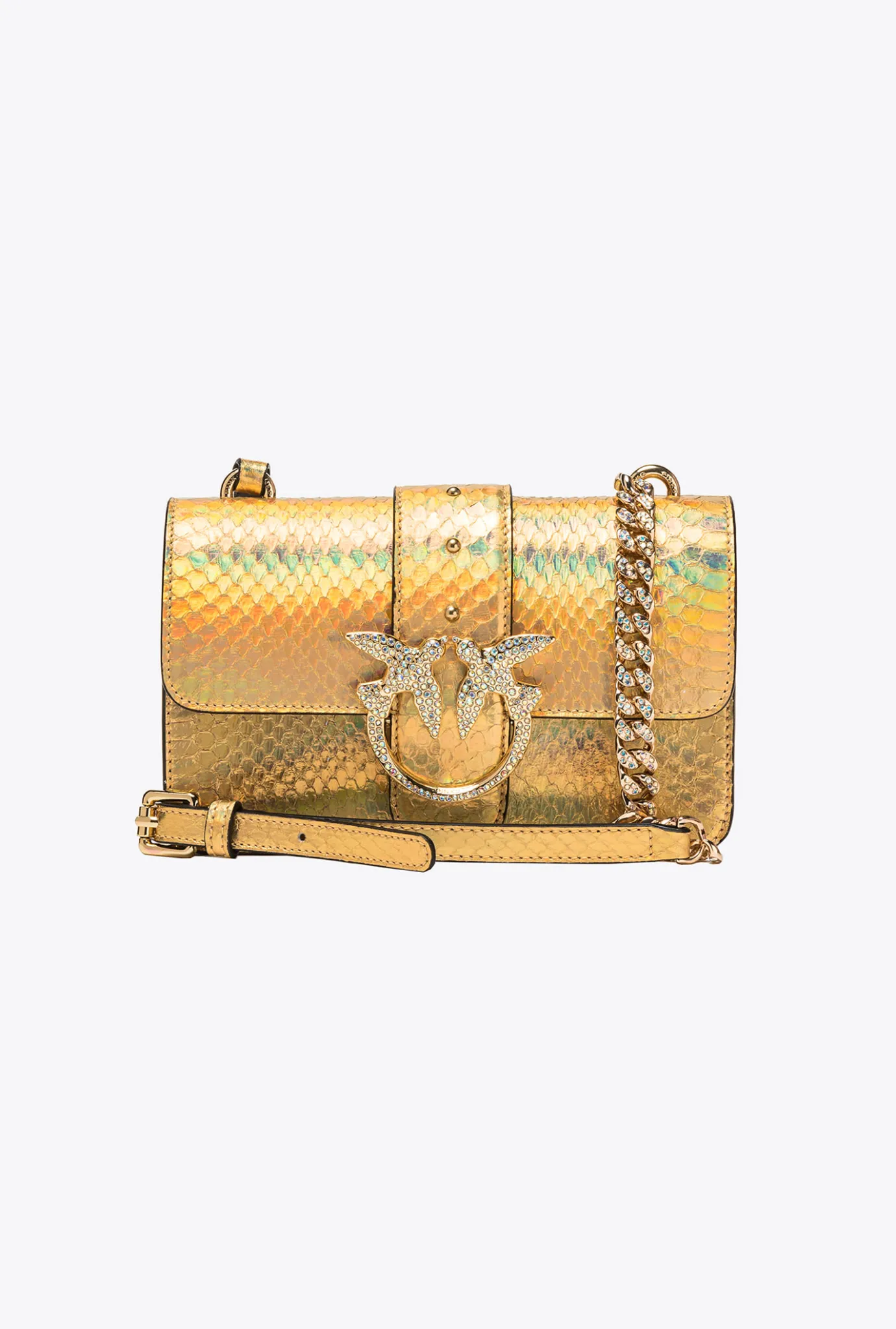 Sacs De Soirée|PINKO Mini Love Bag One En Reptile Lame Galleria Or-Or Brillant