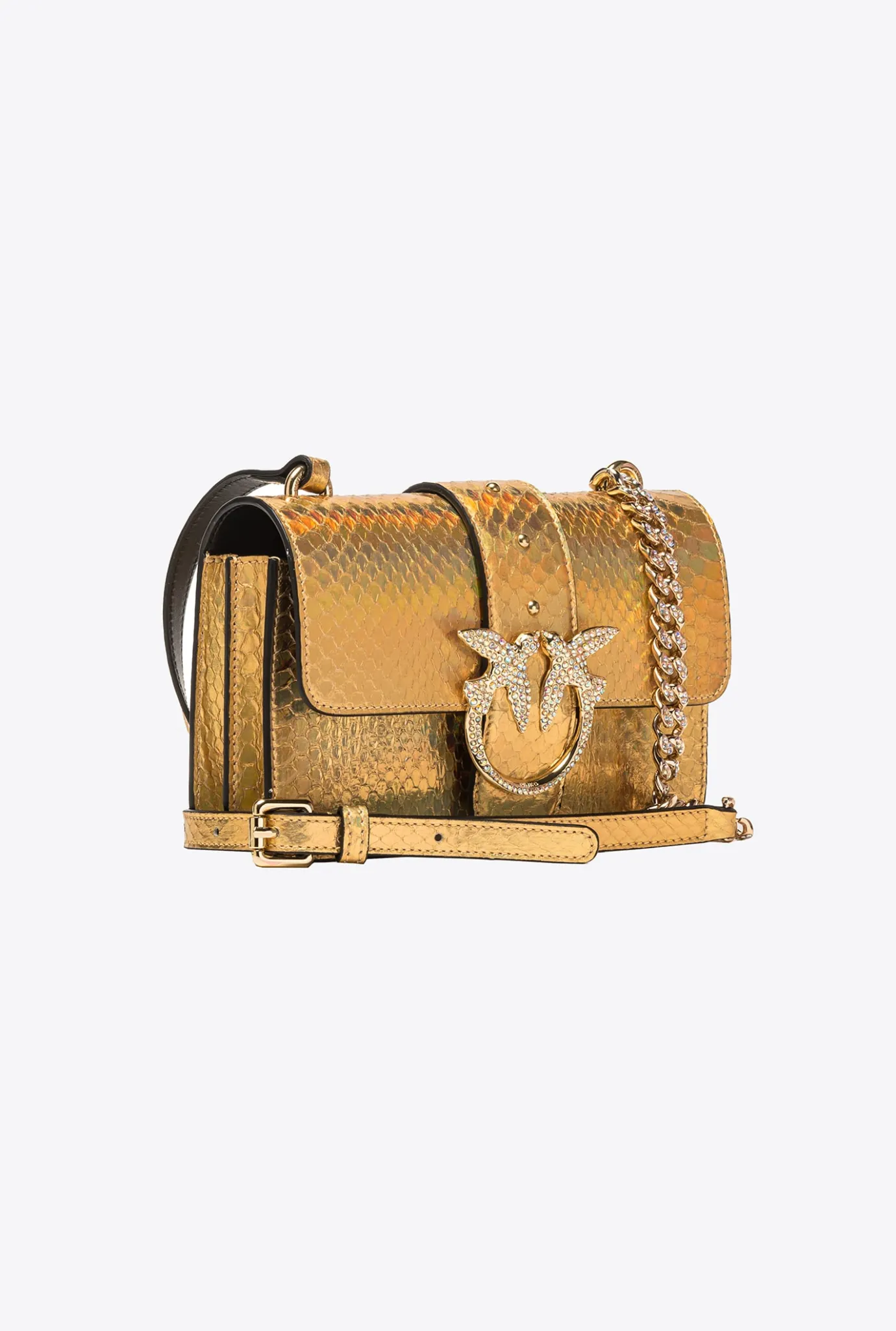 Sacs De Soirée|PINKO Mini Love Bag One En Reptile Lame Galleria Or-Or Brillant