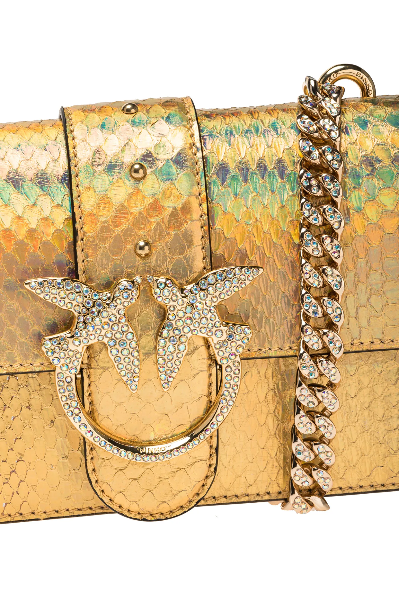 Sacs De Soirée|PINKO Mini Love Bag One En Reptile Lame Galleria Or-Or Brillant
