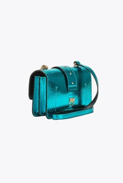 Sacs De Soirée|PINKO Mini Love Bag One En Reptile Lame Galleria Petrole-Or Brillant
