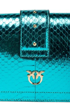 Sacs De Soirée|PINKO Mini Love Bag One En Reptile Lame Galleria Petrole-Or Brillant