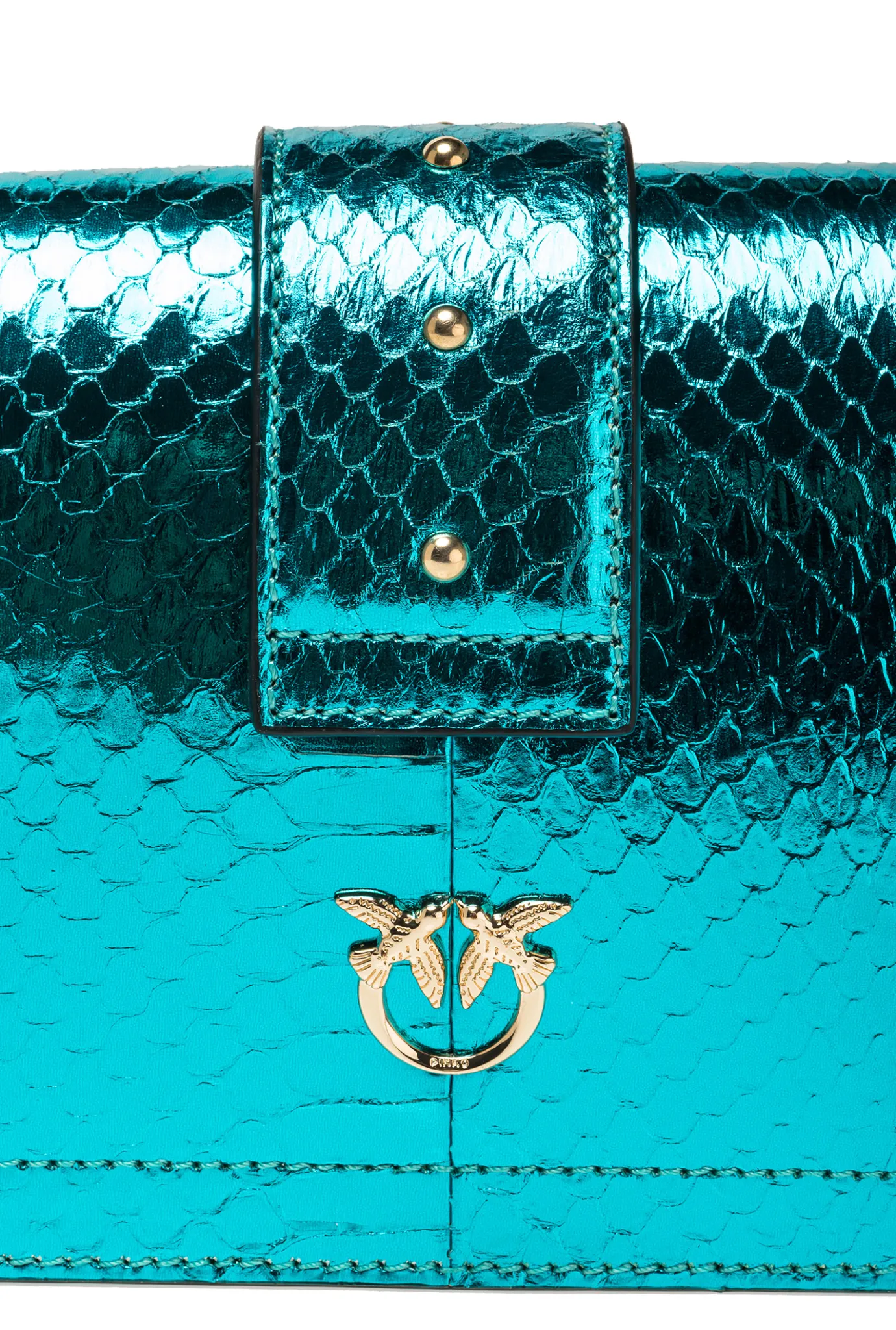 Sacs De Soirée|PINKO Mini Love Bag One En Reptile Lame Galleria Petrole-Or Brillant