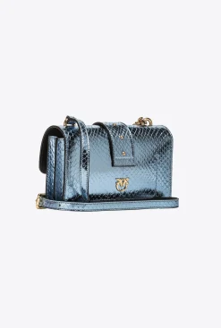 Sacs De Soirée|PINKO Mini Love Bag One En Reptile Lame Galleria Bleu Clair-Or Brillant