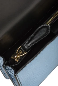 Sacs De Soirée|PINKO Mini Love Bag One En Reptile Lame Galleria Bleu Clair-Or Brillant