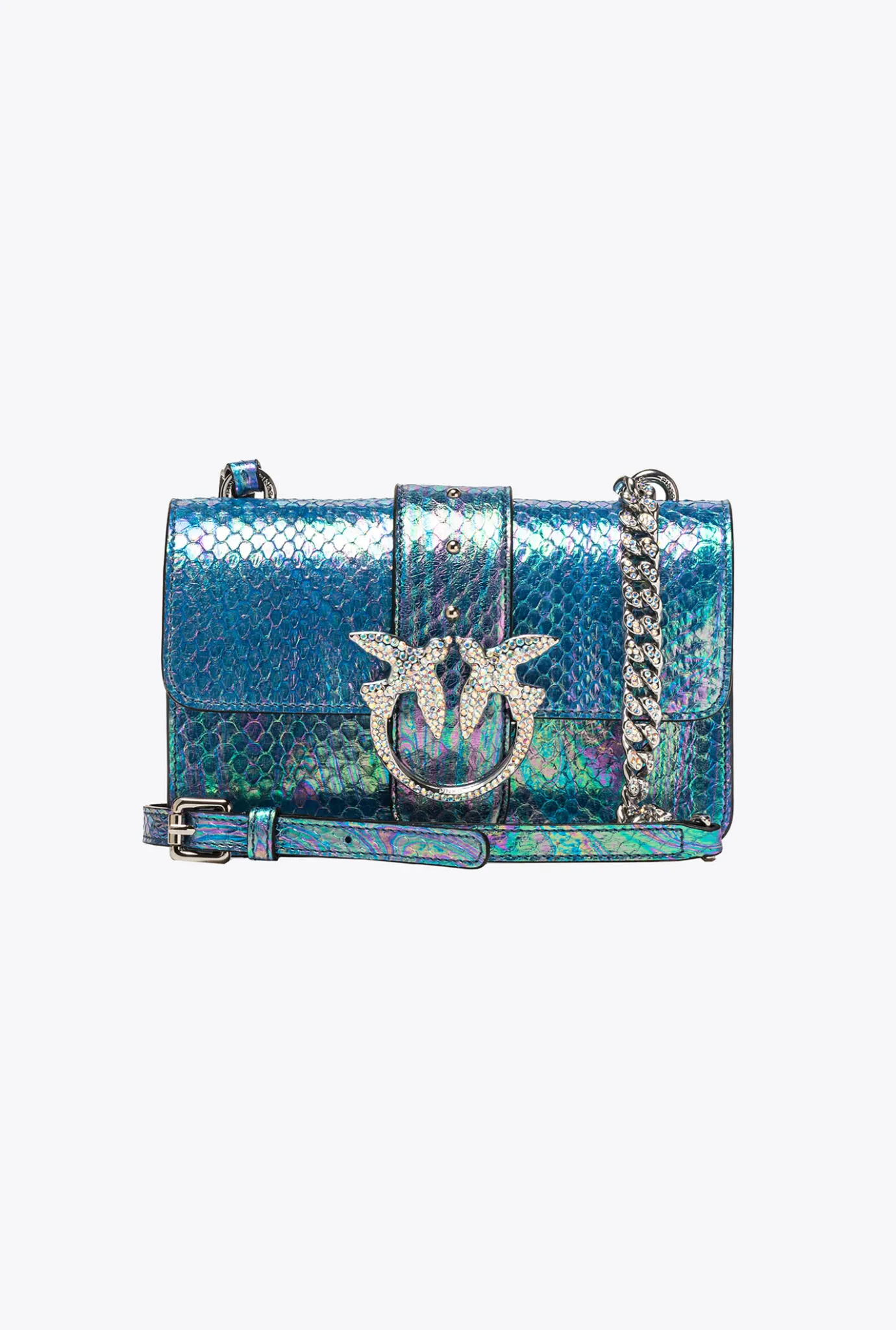 Sacs De Soirée|PINKO Mini Love Bag One En Reptile Lame Galleria Rose/Vert/Violet-Nickel Brillant