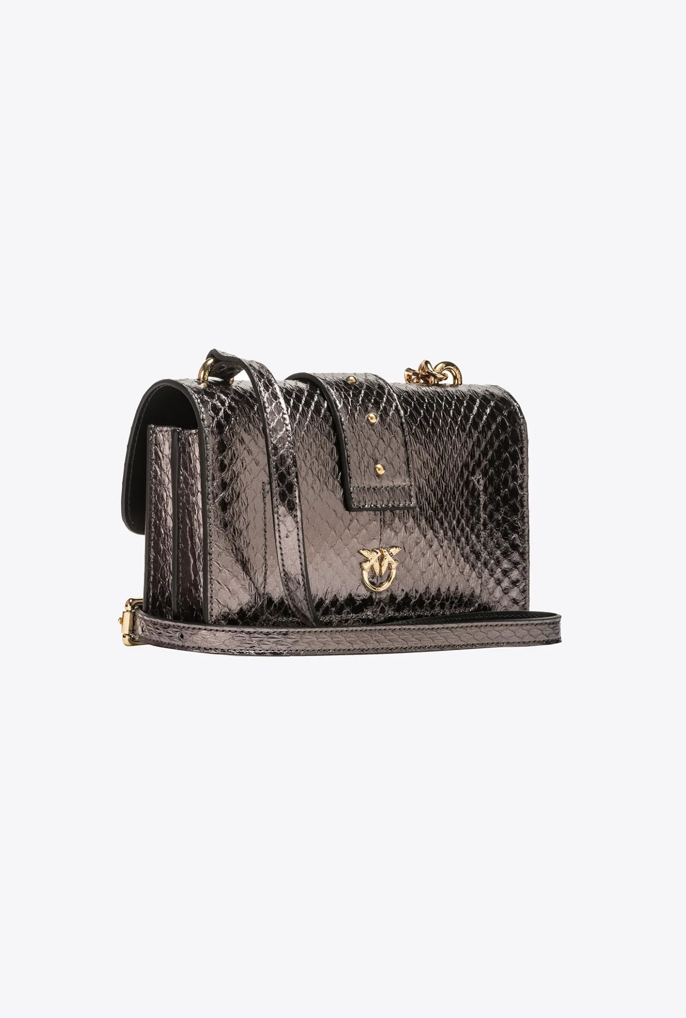 Sacs De Soirée|PINKO Mini Love Bag One En Reptile Lame Galleria Canon De Fusil-Or Brillant