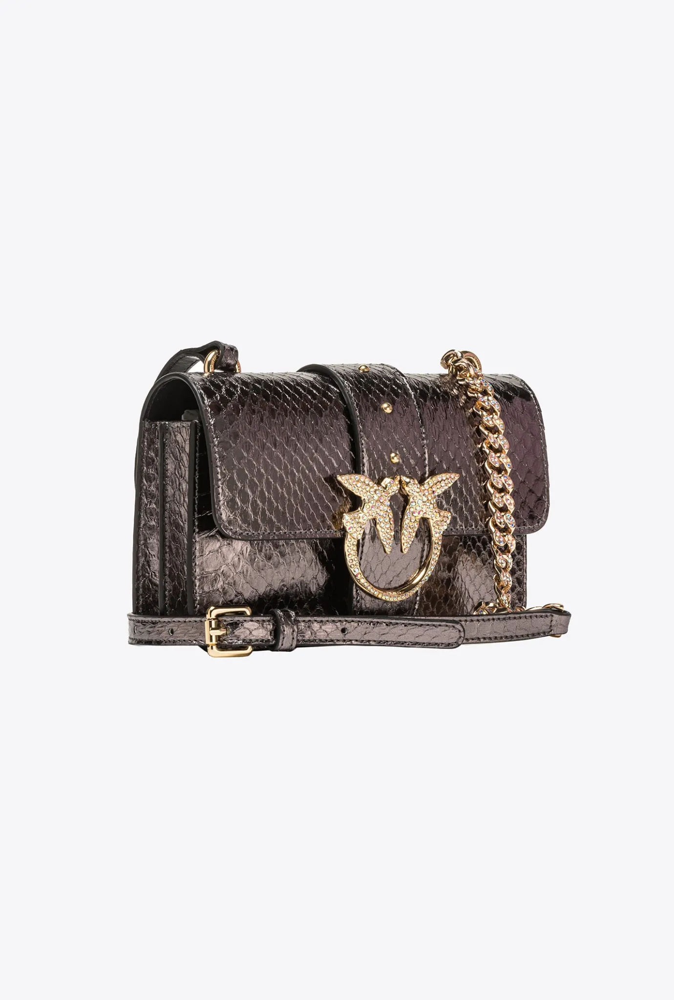 Sacs De Soirée|PINKO Mini Love Bag One En Reptile Lame Galleria Canon De Fusil-Or Brillant