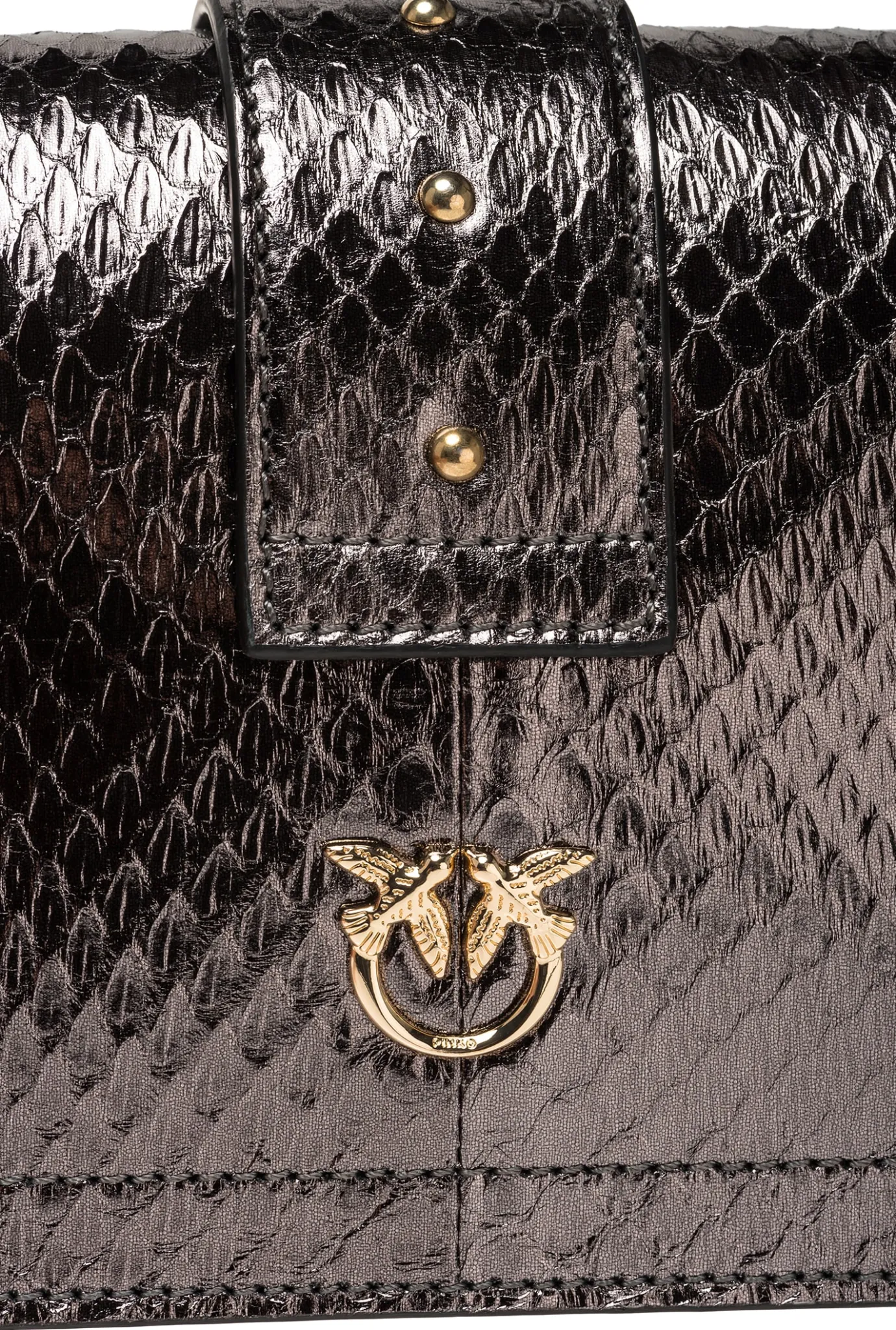 Sacs De Soirée|PINKO Mini Love Bag One En Reptile Lame Galleria Canon De Fusil-Or Brillant