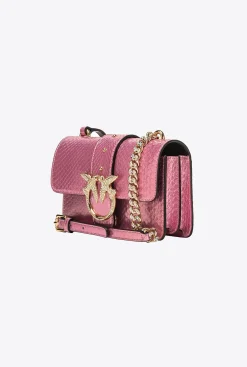 Sacs De Soirée|PINKO Mini Love Bag One En Reptile Lame Galleria Rose Poudre-Or Brillant