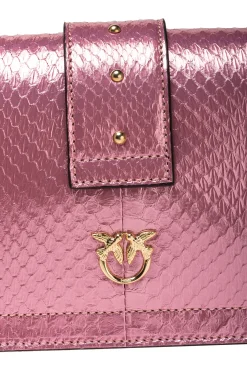 Sacs De Soirée|PINKO Mini Love Bag One En Reptile Lame Galleria Rose Poudre-Or Brillant