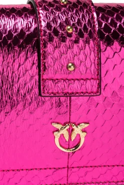 Sacs À Bandoulière|PINKO Mini Love Bag One En Reptile Lame Galleria Fuchsia-Or Brillant