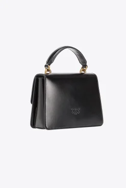 Sacs À Main|PINKO Mini Love Bag One Light A Anse Superieure Et Boucle En Cuir Noir-Vieil Or