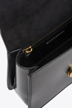 Sacs À Main|PINKO Mini Love Bag One Light A Anse Superieure Et Boucle En Cuir Noir-Vieil Or