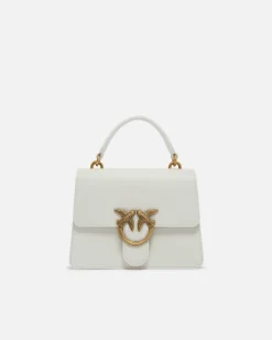 Sacs À Main|PINKO Mini Love Bag One Light Simply A Anse Superieure Blanc+Blanc-Or Antique