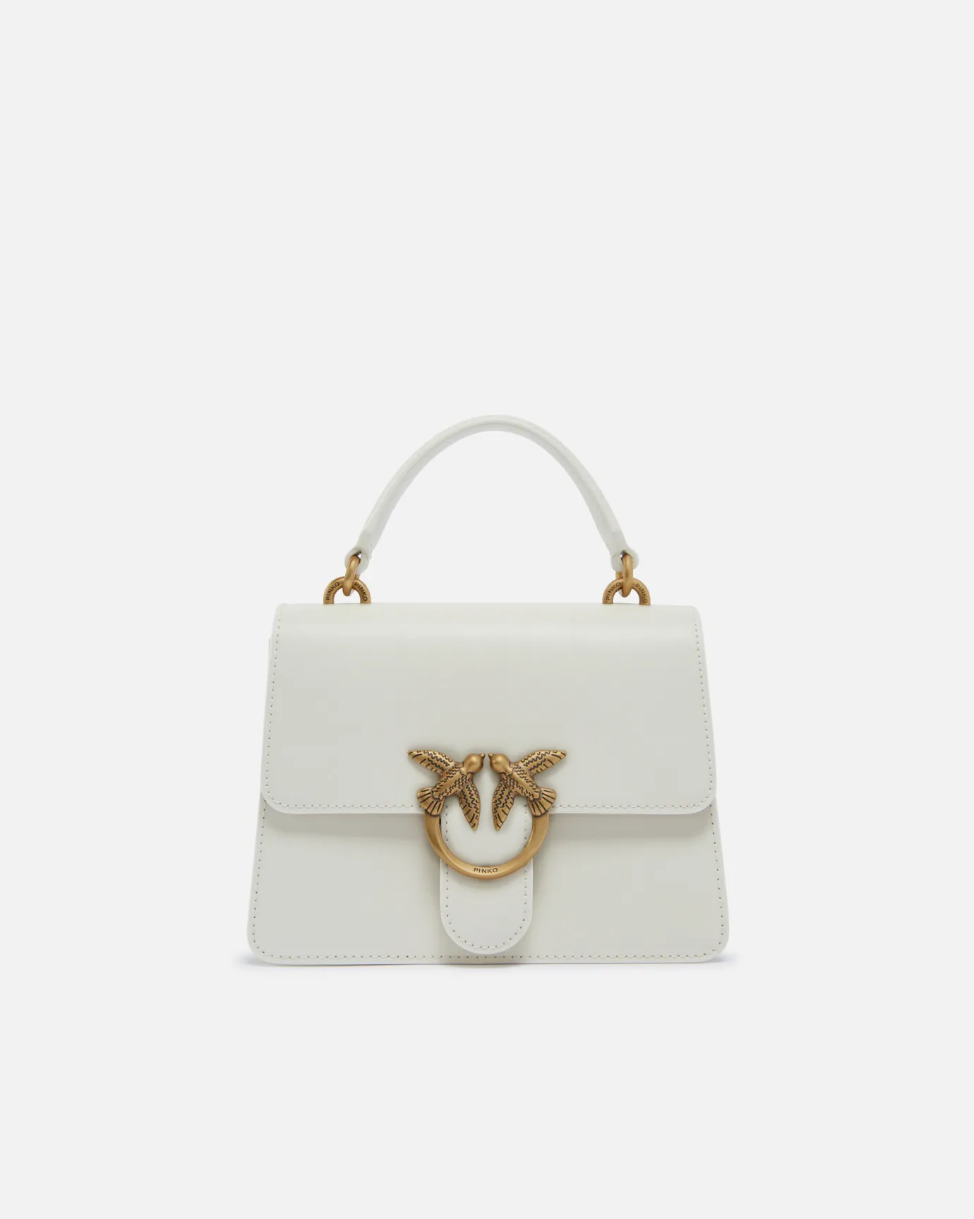 Sacs À Main|PINKO Mini Love Bag One Light Simply A Anse Superieure Blanc+Blanc-Or Antique