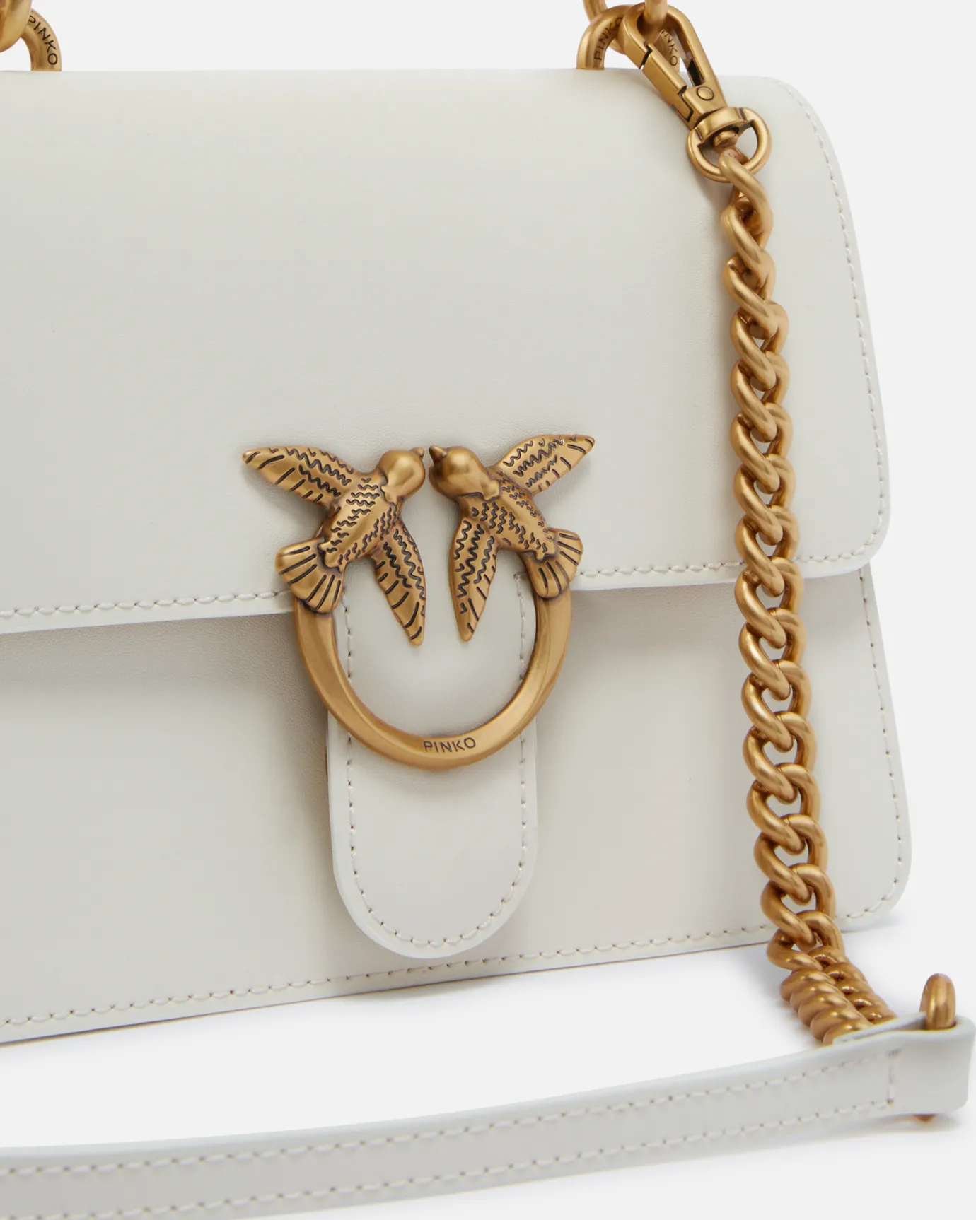 Sacs À Main|PINKO Mini Love Bag One Light Simply A Anse Superieure Blanc+Blanc-Or Antique