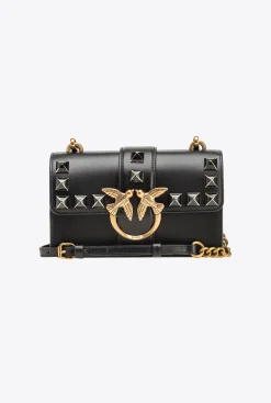 Sacs À Bandoulière|PINKO Mini Love Bag One Painted Studs Noir-Vieil Or