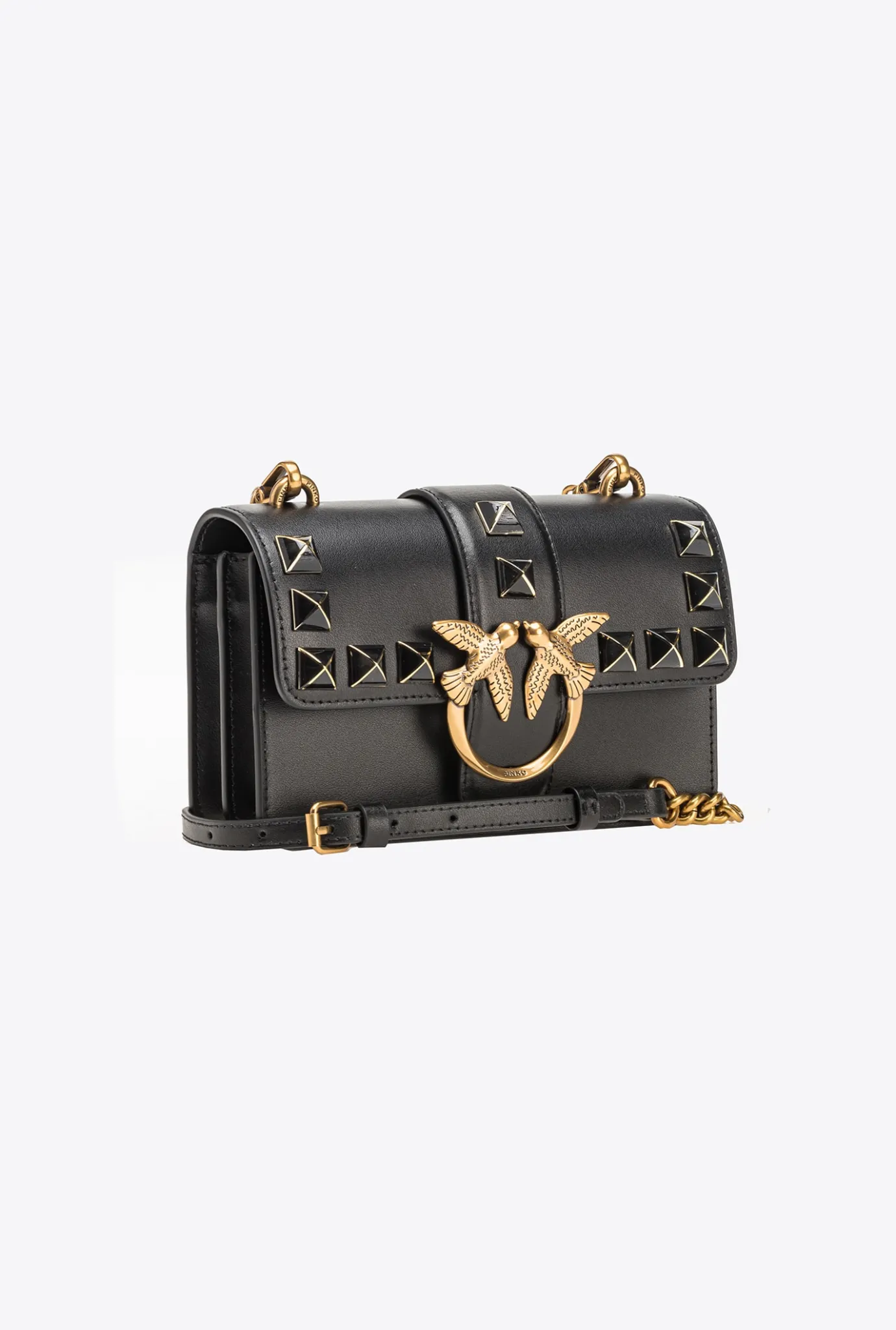 Sacs À Bandoulière|PINKO Mini Love Bag One Painted Studs Noir-Vieil Or